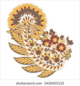 Paisley Vector Pattern. Floral Isolated Asian Illustration