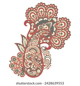 Patrón de vector Paisley. Ilustración asiática aislada floral