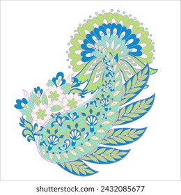 Patrón de vector Paisley. Ilustración asiática aislada floral