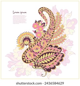In: Paisley Vector Pattern. Blumige isolierte asiatische Abbildung