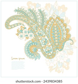In: Paisley Vector Pattern. Blumige isolierte asiatische Abbildung