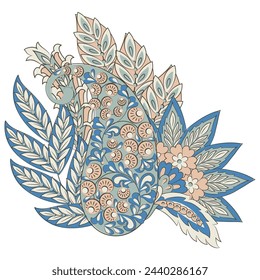 Paisley Vector Pattern. Floral Isolated Asian Illustration