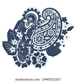 Paisley Vector Pattern. Floral Isolated Asian Illustration