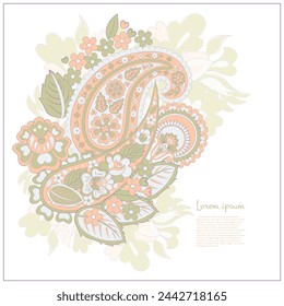 In: Paisley Vector Pattern. Blumige isolierte asiatische Abbildung