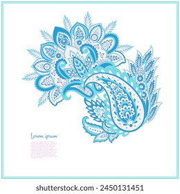 Paisley Vector Pattern. Floral Isolated Asian Illustration