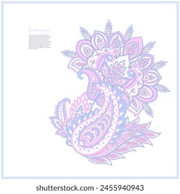 Paisley Vector Pattern. Floral Isolated Asian Illustration