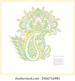 Paisley Vector Pattern. Floral Isolated Asian Illustration