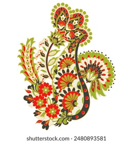 In: Paisley Vektorgrafik Pattern. Blumige isolierte asiatische Abbildung