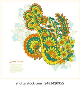 Paisley Vector Pattern. Floral Isolated Asian Illustration