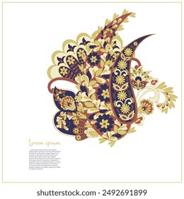 Paisley Vector Pattern. Floral Isolated Asian Illustration