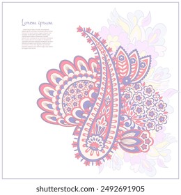 Paisley Vector Pattern. Floral Isolated Asian Illustration
