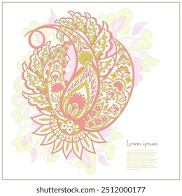 Paisley Vector Pattern. Floral Isolated Asian Illustration