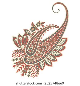 Paisley Vector Pattern. Floral Isolated Asian Illustration