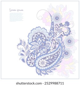 Paisley Vector Pattern. Floral Isolated Asian Illustration