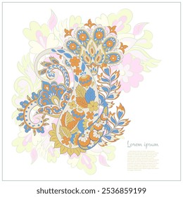 Patrón de Vector Paisley. Ilustración asiática aislada floral