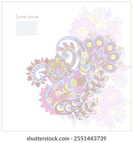 Patrón de Vector Paisley. Ilustración asiática aislada floral