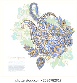 Paisley Vector Pattern. Floral Isolated Asian Illustration