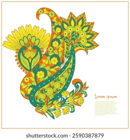 Paisley Vector Pattern. Floral Isolated Asian Illustration