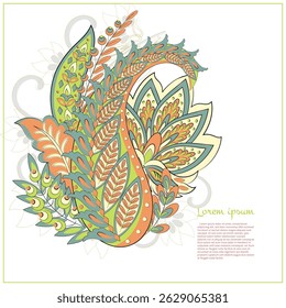 Paisley Vector Pattern. Floral Isolated Asian Illustration