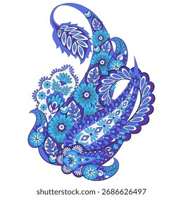Paisley Vetor Pattern. Ilustração asiática isolada floral