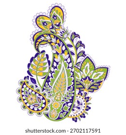 Paisley-Vektormuster. Blumen, einzelne asiatische Illustration