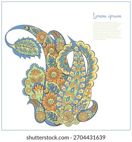 Patrón de Vector Paisley. Ilustración asiática aislada floral
