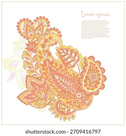 Paisley Vetor Pattern. Ilustração asiática isolada floral