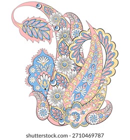 Patrón de Vector Paisley. Ilustración asiática aislada floral