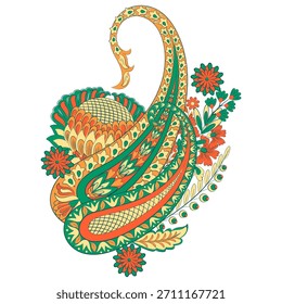 Patrón de Vector Paisley. Ilustración asiática aislada floral