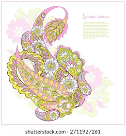 Patrón de Vector Paisley. Ilustración asiática aislada floral