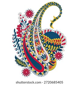 Patrón de Vector Paisley. Ilustración asiática aislada floral