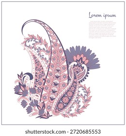 Paisley Vetor Pattern. Ilustração asiática isolada floral