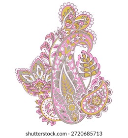 Paisley Vetor Pattern. Ilustração asiática isolada floral