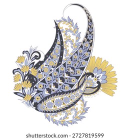 Patrón de Vector Paisley. Ilustración asiática aislada floral