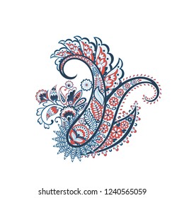Paisley Vector Pattern. Isolated Asian Illustration