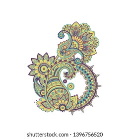 Paisley Vector Pattern. Isolated Asian Illustration