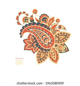 Patrón vector Paisley. Flor de plástico aislada, hojas