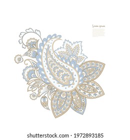 Paisley vector pattern. Isolated Fantastic flower, leaves
