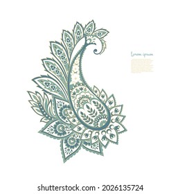Paisley vector pattern. Isolated Fantastic flower, leaves