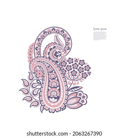 Paisley vector pattern. Isolated Fantastic flower, leaves