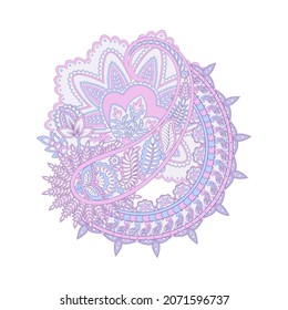 Paisley vector pattern. Isolated Fantastic flower, leaves