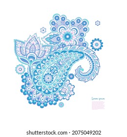 Patrón vector Paisley. Flor de plástico aislada, hojas
