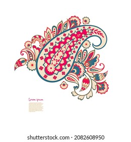 Paisley vector pattern. Isolated Fantastic flower, leaves