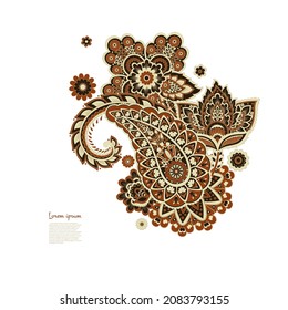 Paisley vector pattern. Isolated Fantastic flower, leaves