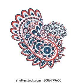 Paisley vector pattern. Isolated Fantastic flower, leaves