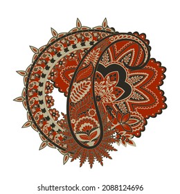 Paisley vector pattern. Isolated Fantastic flower, leaves