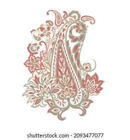 Paisley vector pattern. Isolated Fantastic flower, leaves