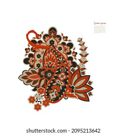Paisley vector pattern. Isolated Fantastic flower, leaves