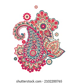 Paisley vector pattern. Isolated Fantastic flower, leaves