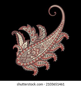 Paisley vector pattern. Isolated Fantastic flower, leaves
